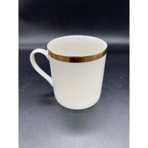 Pier 1 One Gold Band Porcelain Coffee Mug Cup